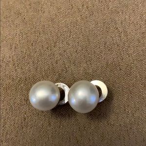 Pearl Stud Earrings 14k White Gold Plated